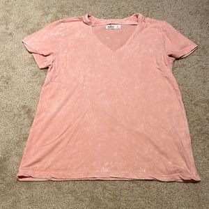 Hollister pink v neck cut shirt